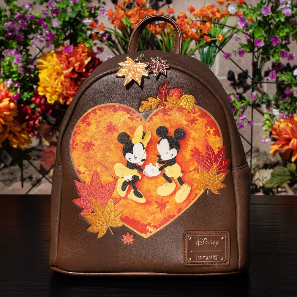 Disney Loungefly Mickey & Minnie Mouse fall leaves limited edition backpack